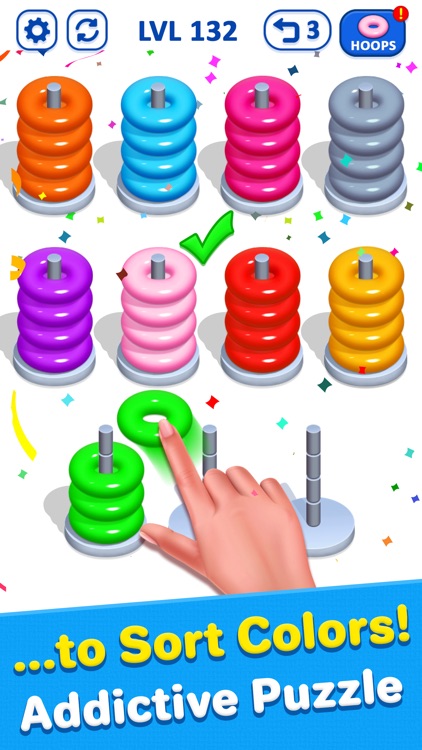 Hoop Stack Puzzle - Sort Color screenshot-3