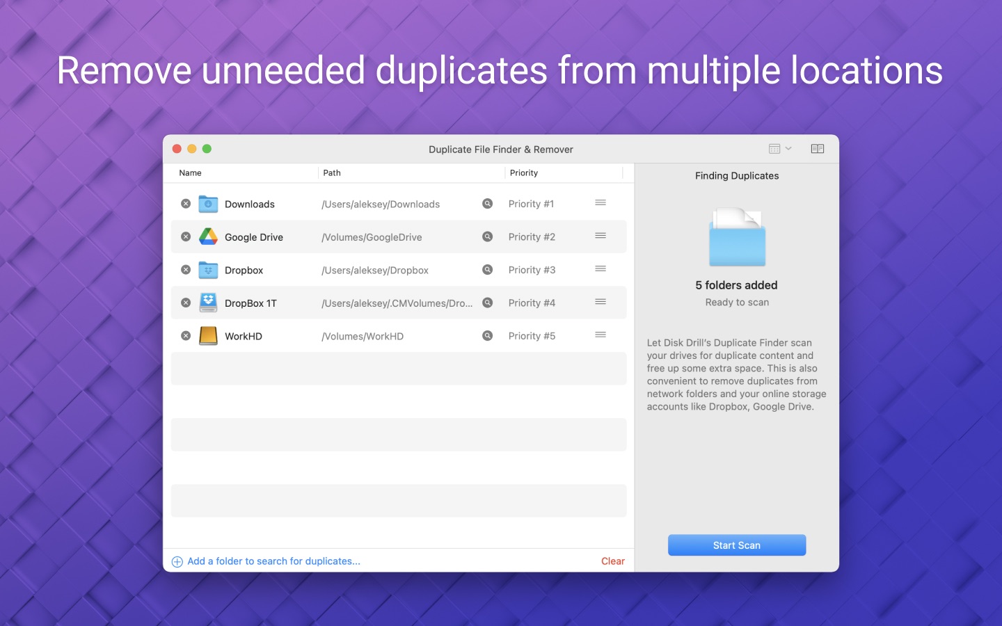 Screenshot do app CleverFiles Duplicates Finder