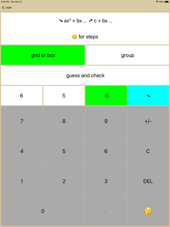 Quadratic Factoring Screenshots