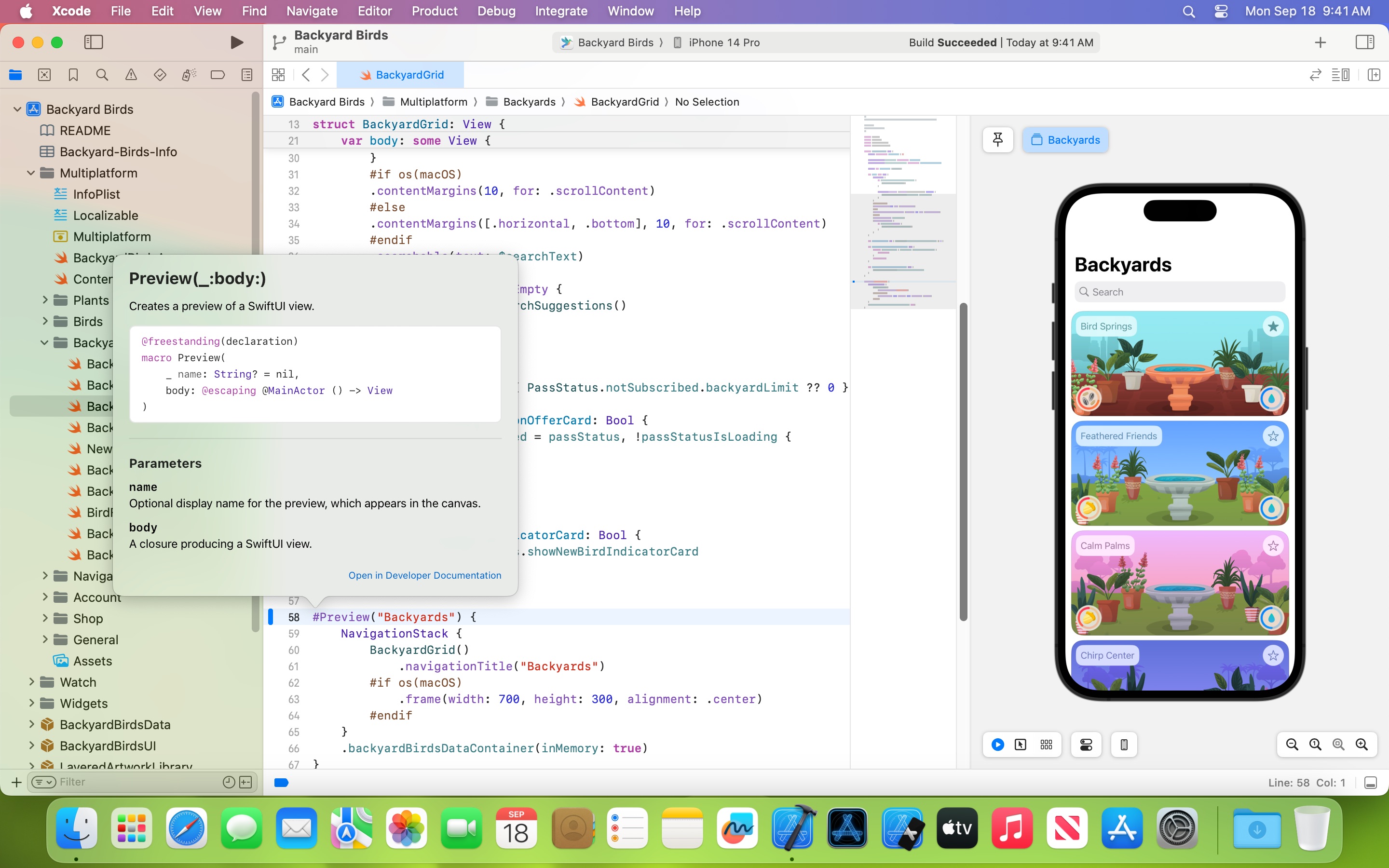 Screenshot do app Xcode