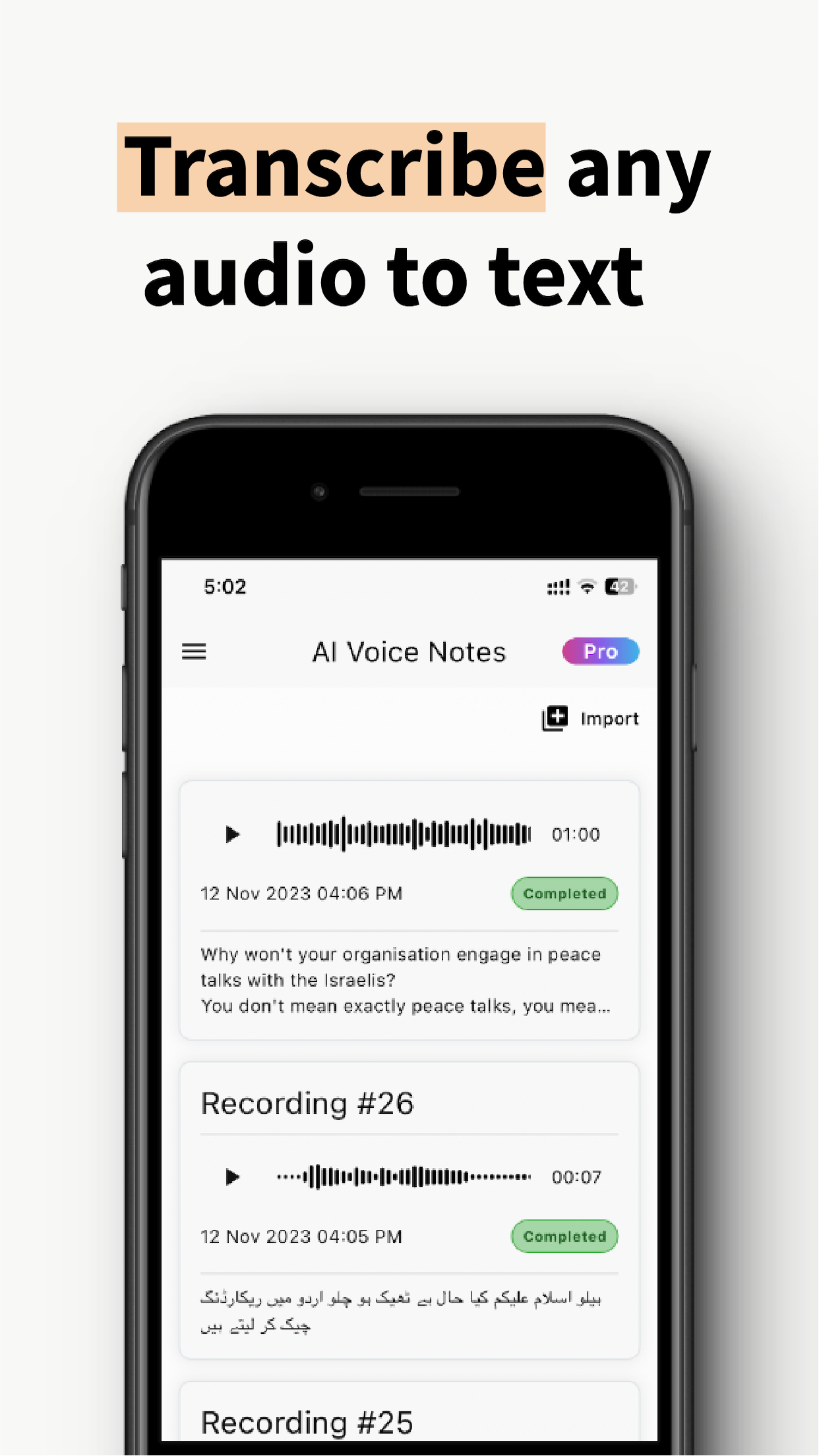 Transcribe Voice to text :Waya