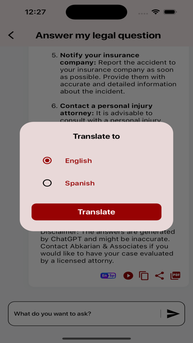 AI App Abkarian & Associates Screenshot