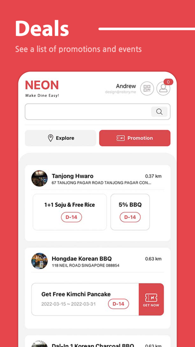 NeonApp - Make Dine Easy! Screenshot