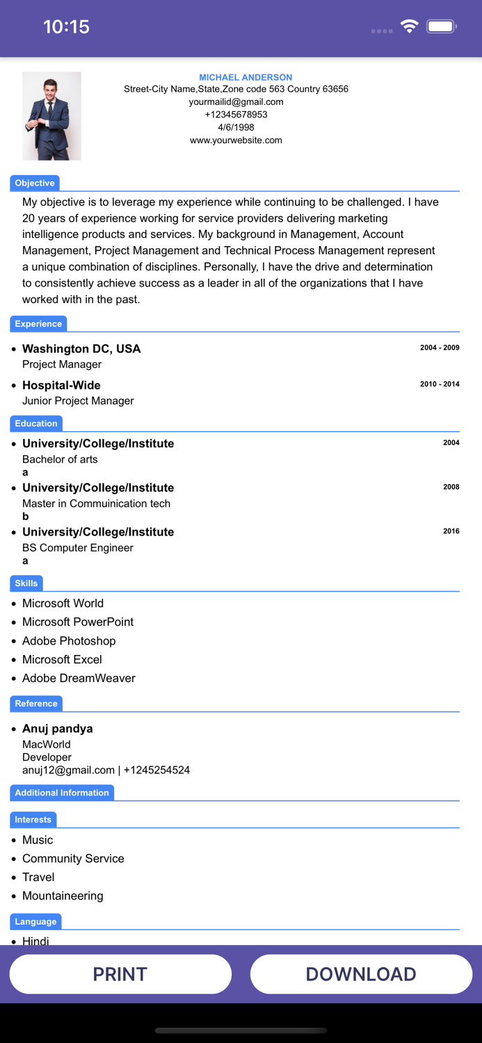 Resume Builder CV Templates