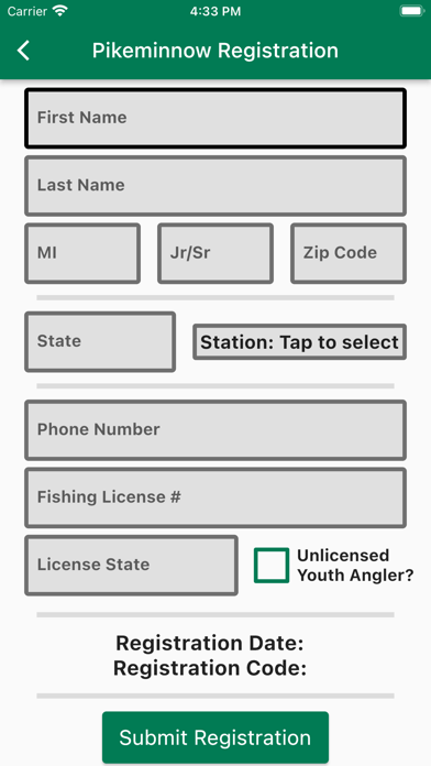 Pikeminnow Registration Screenshot