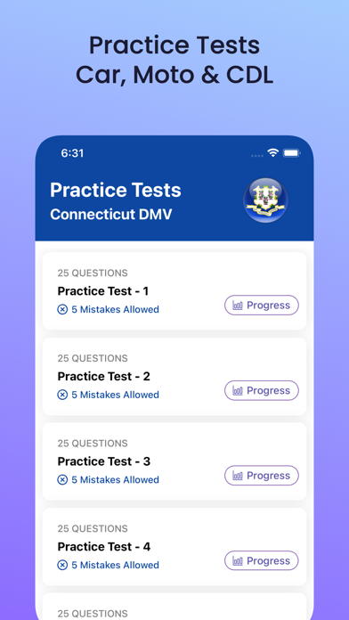 Connecticut CT DMV Permit Test Screenshot