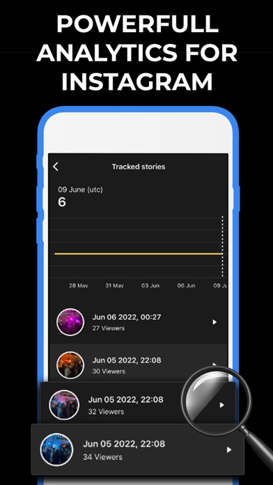 Reports +IG followers tracker. Screenshot