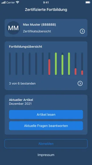 Screenshot von Zertifizierte Fortbildung RD auf dem iPhone 6