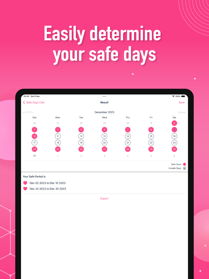 Safe Days Calculator - Control