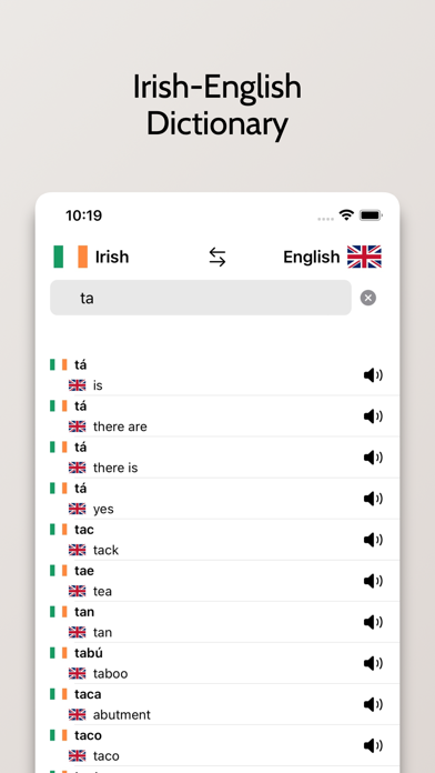 Irish-English Dictionary Screenshot