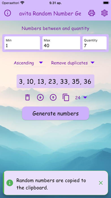 avita Random Number Generator Screenshot