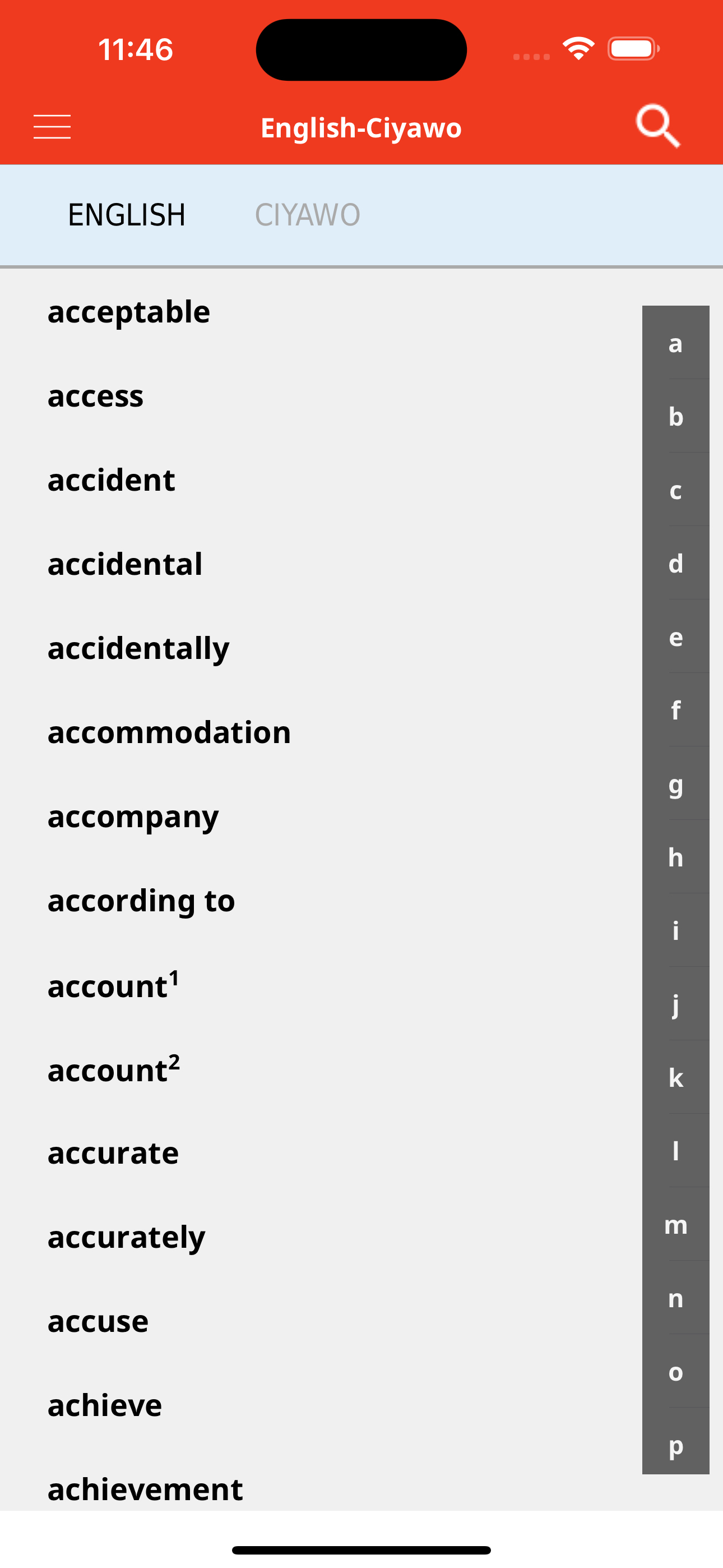 English-Ciyawo Dictionary