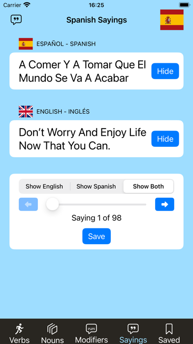 Spanish Vocab Screenshot