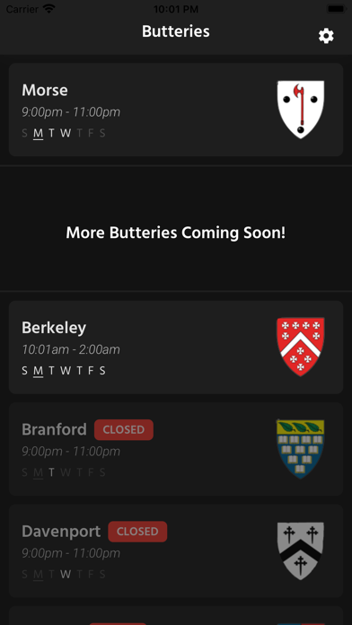 Yale Butteries Screenshot