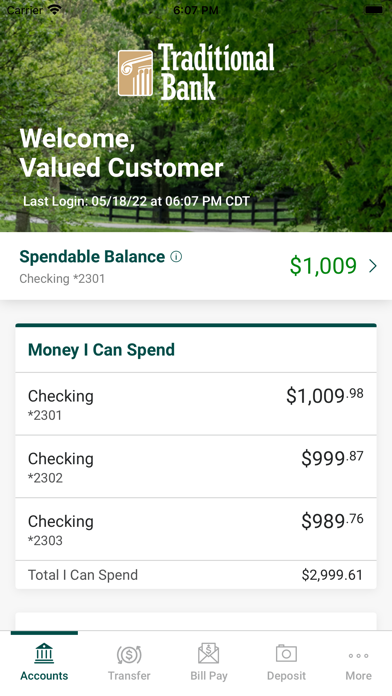 Traditional Bank Mobile Screenshot
