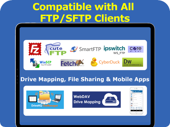 DriveHQ Cloud FTP Server iPad screenshot