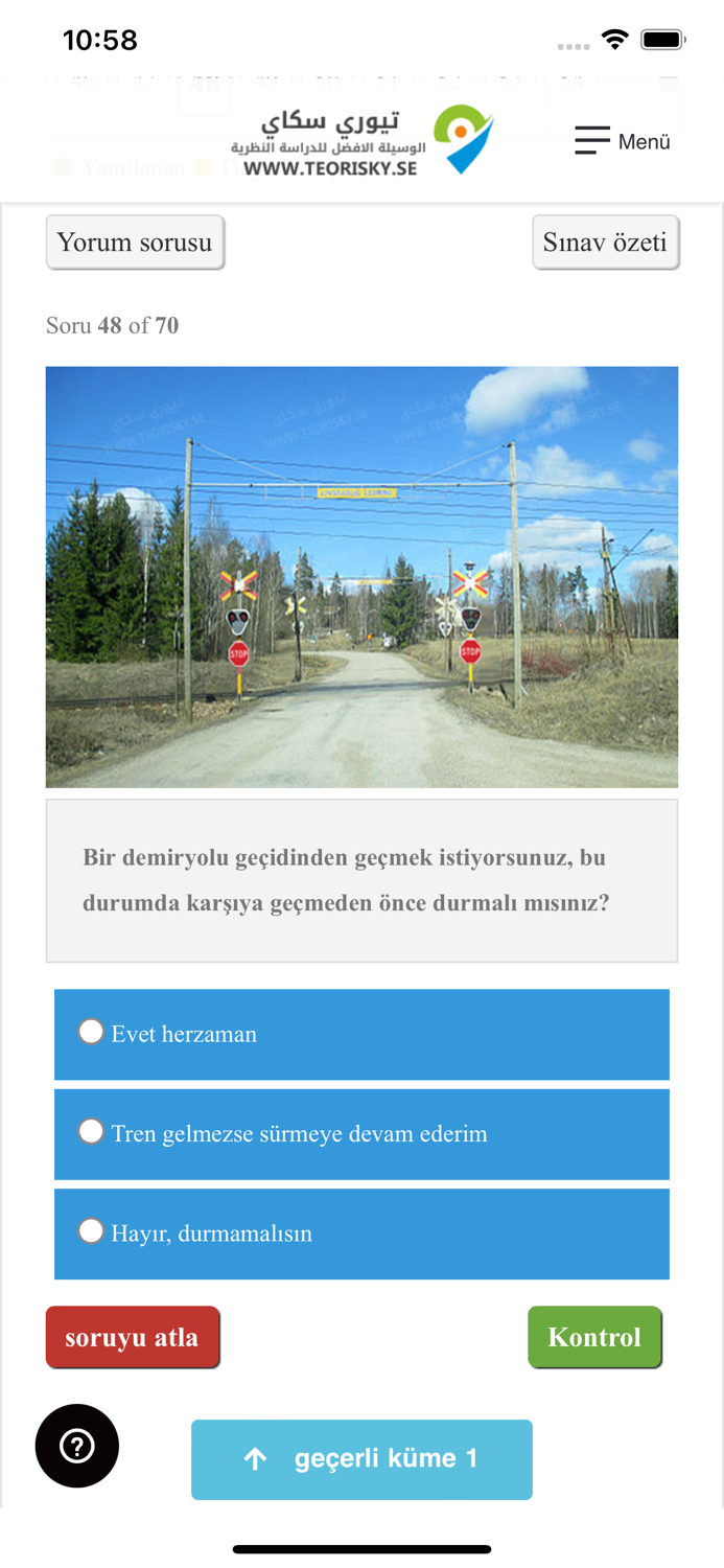 Teori B körkort - Turkiska