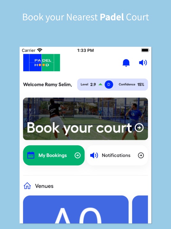 PadelHood iPad screenshot 1 - Sports app