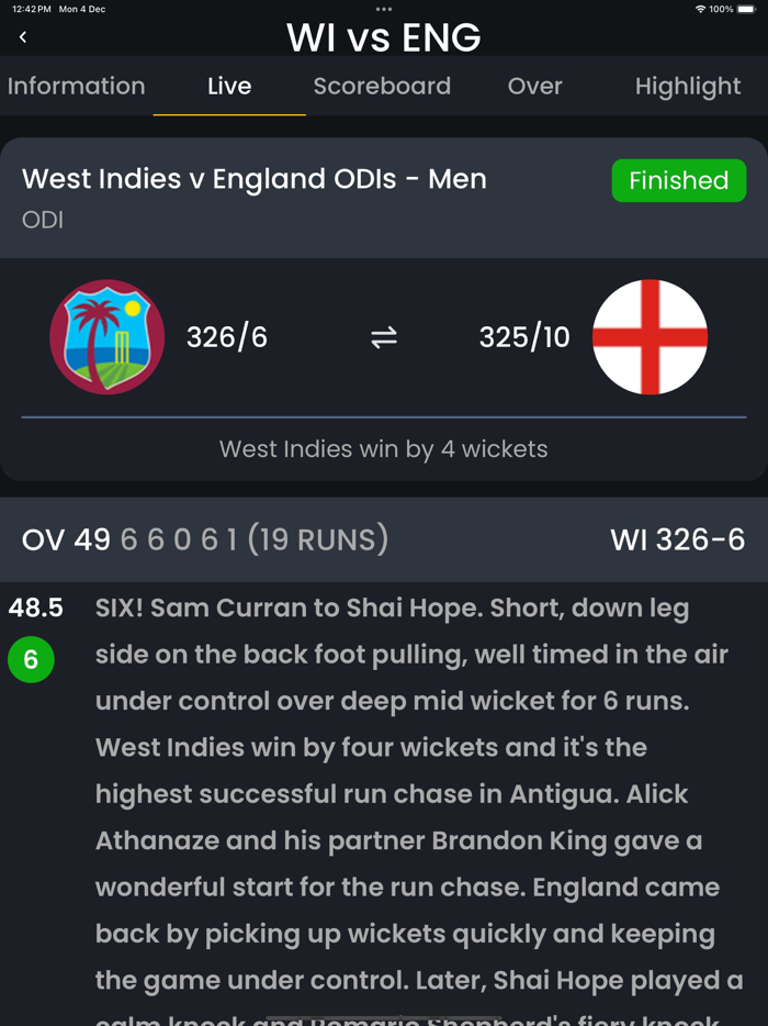Live Score - Cricket Live Line
