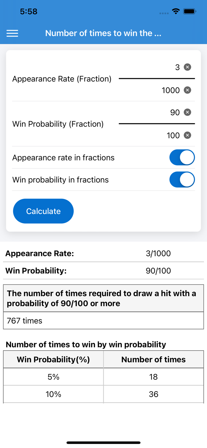Lottery Probability Calculator