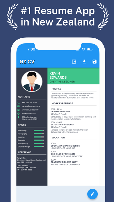 NZ CV - New Zealand Resume PDF screenshot n.1