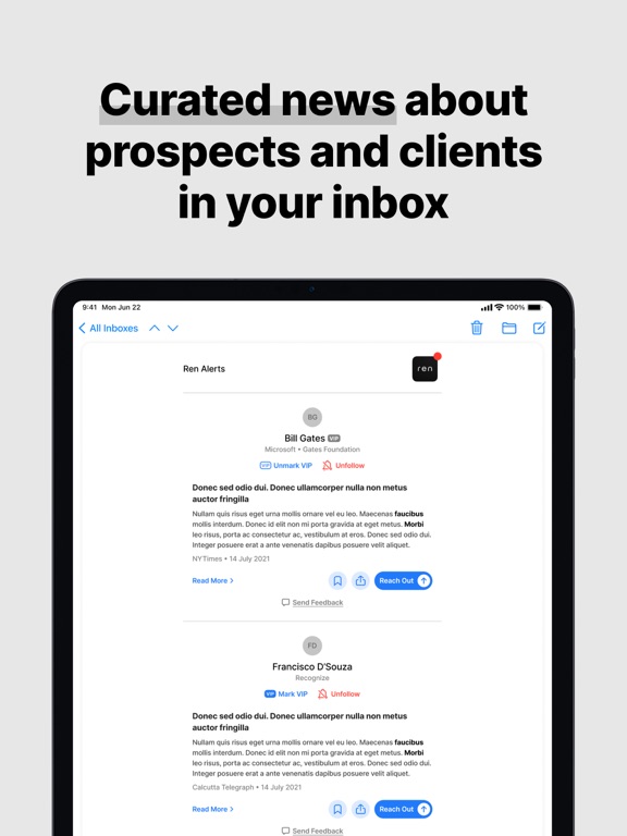 Ren – News Alerts for Contacts iPad screenshot 4 - Business app
