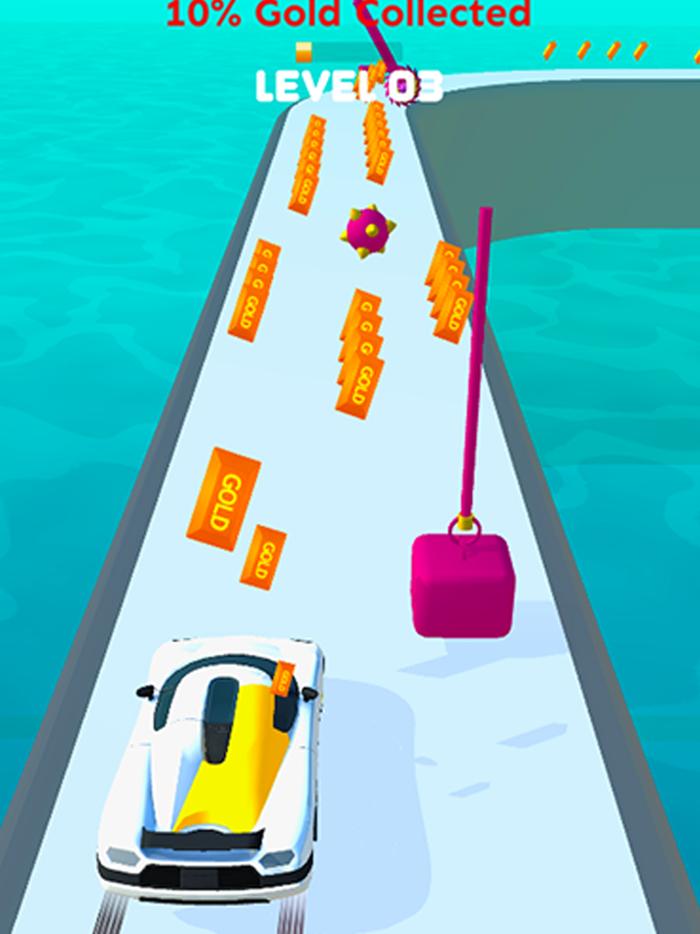Golden Car Run 3D