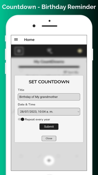 Countdown + Birthday Reminder Screenshot
