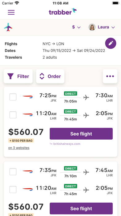 Trabber: Flights, Hotels, Cars Screenshot