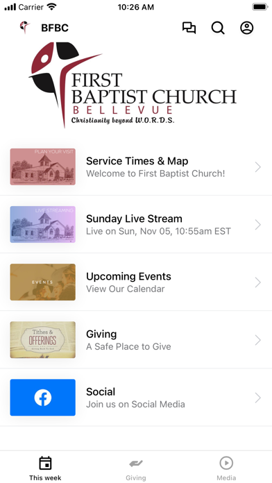 Bellevue First Baptist Church Screenshot