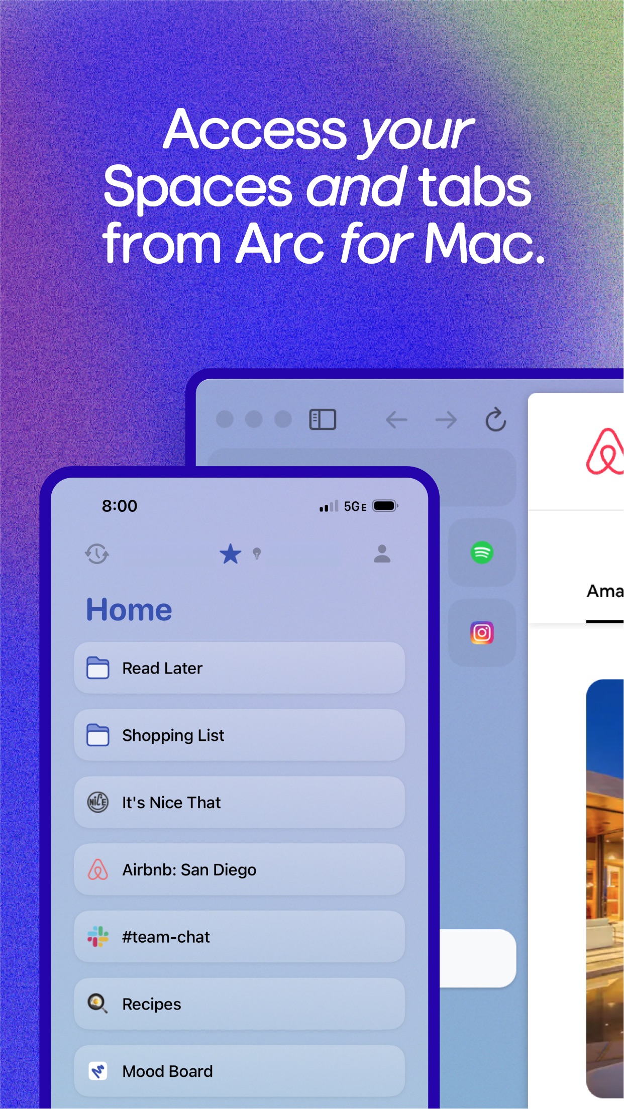 Screenshot do app Arc Sidebar Sync