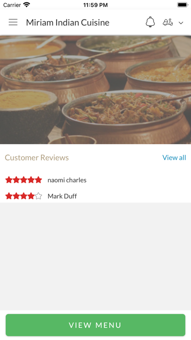 Miriam Indian Cuisine. Screenshot