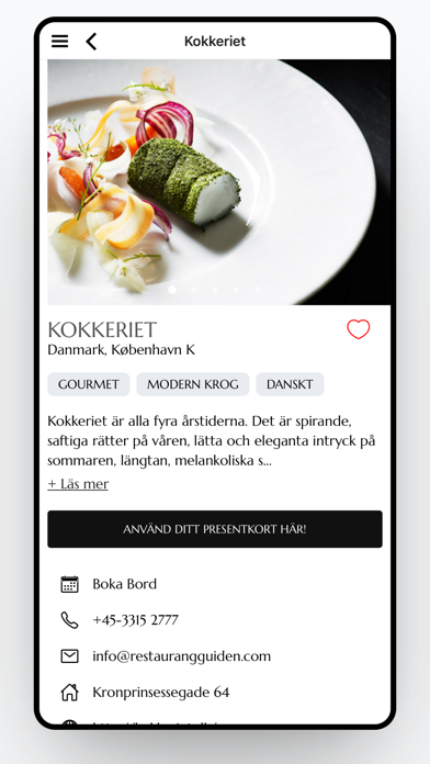 RestaurangGuiden's Gift Card Screenshot