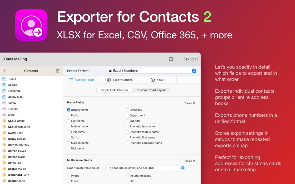 Exporter for Contacts 2 - 2.4 - (macOS)