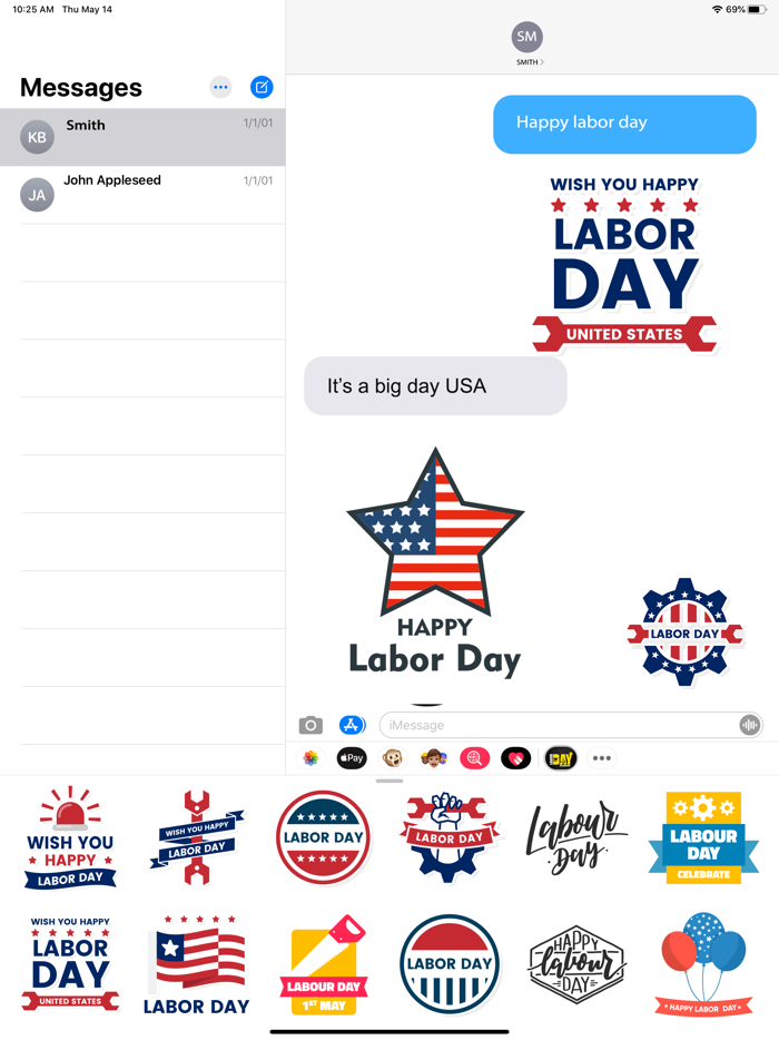 USA Labor Day Stickers