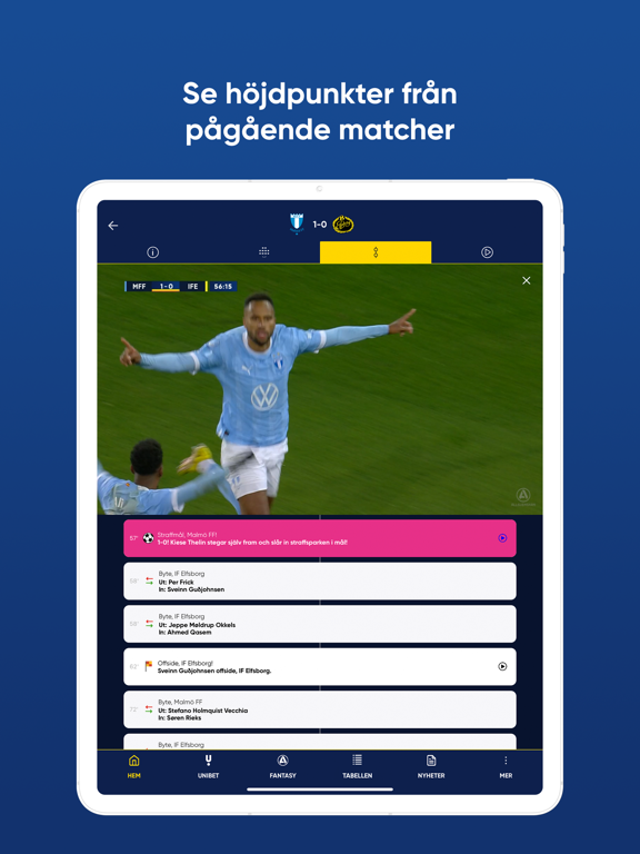 Allsvenskan Live iPad screenshot 6 - Sports app