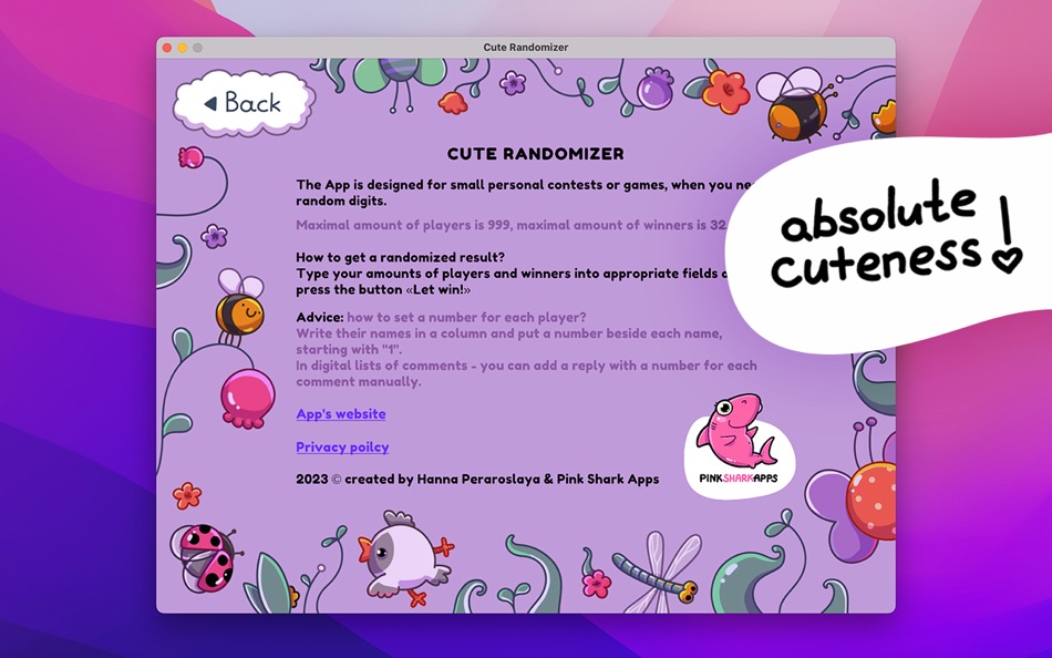 #5. Cute Randomizer (macOS) 由: Hanna Peraroslaya