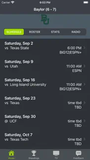 baylor football schedules iphone screenshot 1