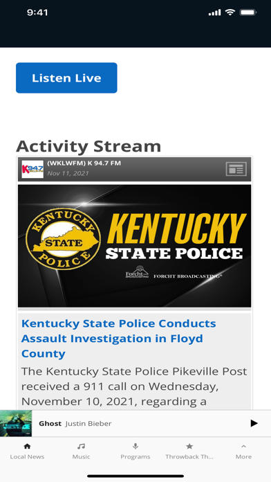 K 94.7 WKLW FM Screenshot