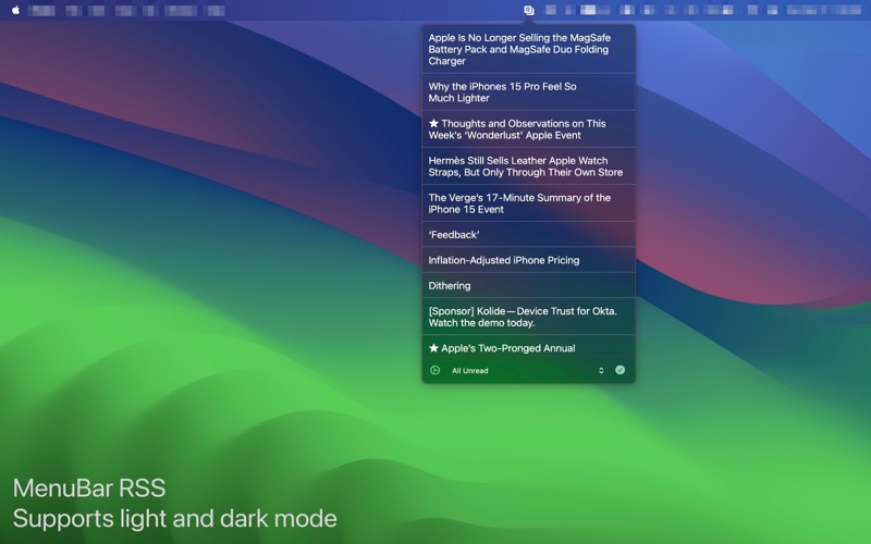 MenuBar RSS Screenshot