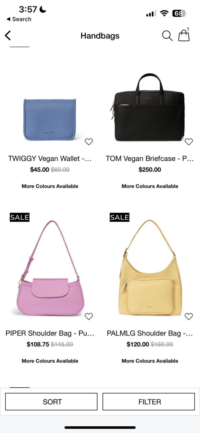 Matt and Nat Vegan Leather Bags