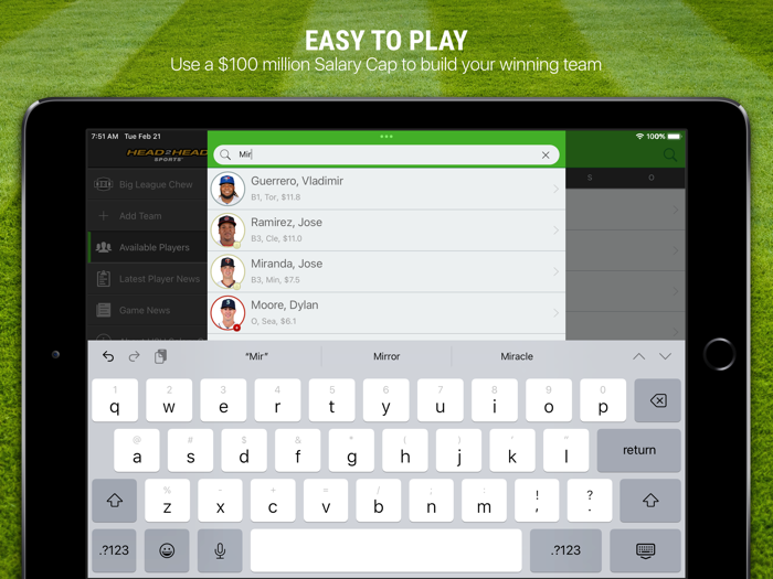 H2H Fantasy Baseball