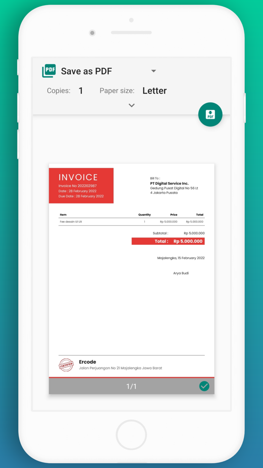 #6. Simple Invoice Generator (iOS) 由: PT. PEMROGRAM KODE INDONESIA