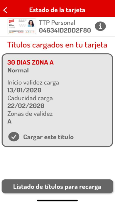 Tarjeta Transporte Screenshot