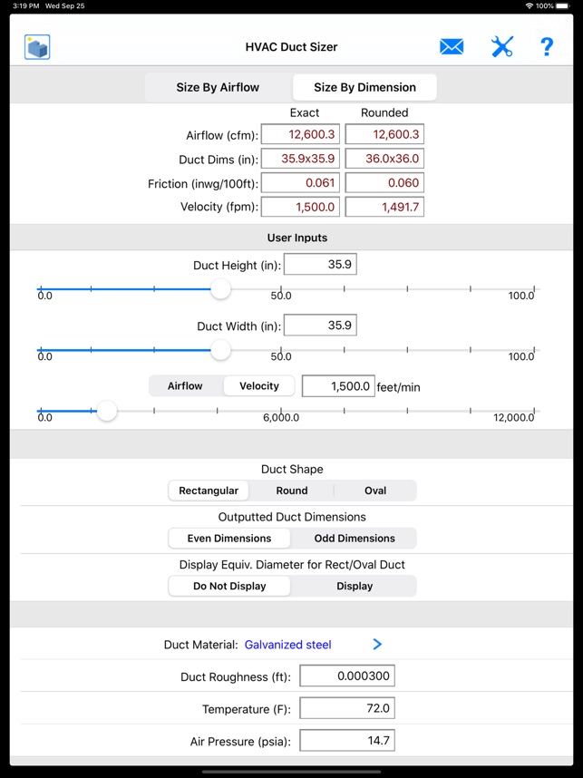 ASHRAE HVAC Duct Sizer on the App Store