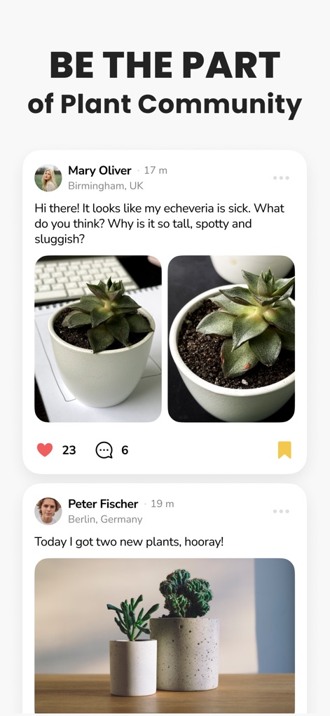 Plant Identifier - PlantMe - Les utilisateurs peuvent s'engager au sein d'une communauté florissante grâce à un fil d'actualité interactif, favorisant l'échange de conseils entre passionnés et le partage d'expériences enrichissantes.