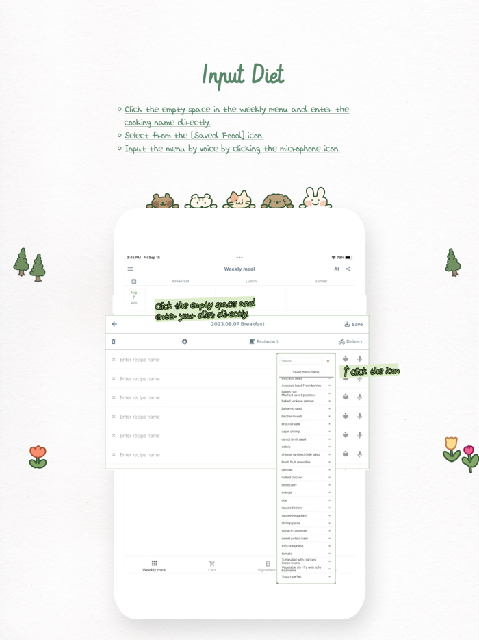 Yurit weekly meal planner