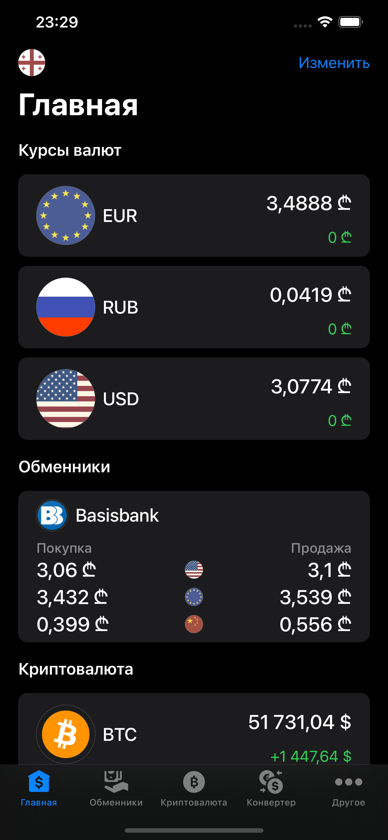 Курсы валют Грузии