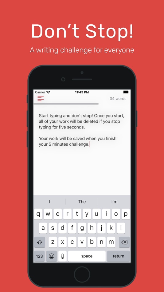 #1. Don't Stop: Writing Challenge (iOS) 由: Nazim Can Altinova