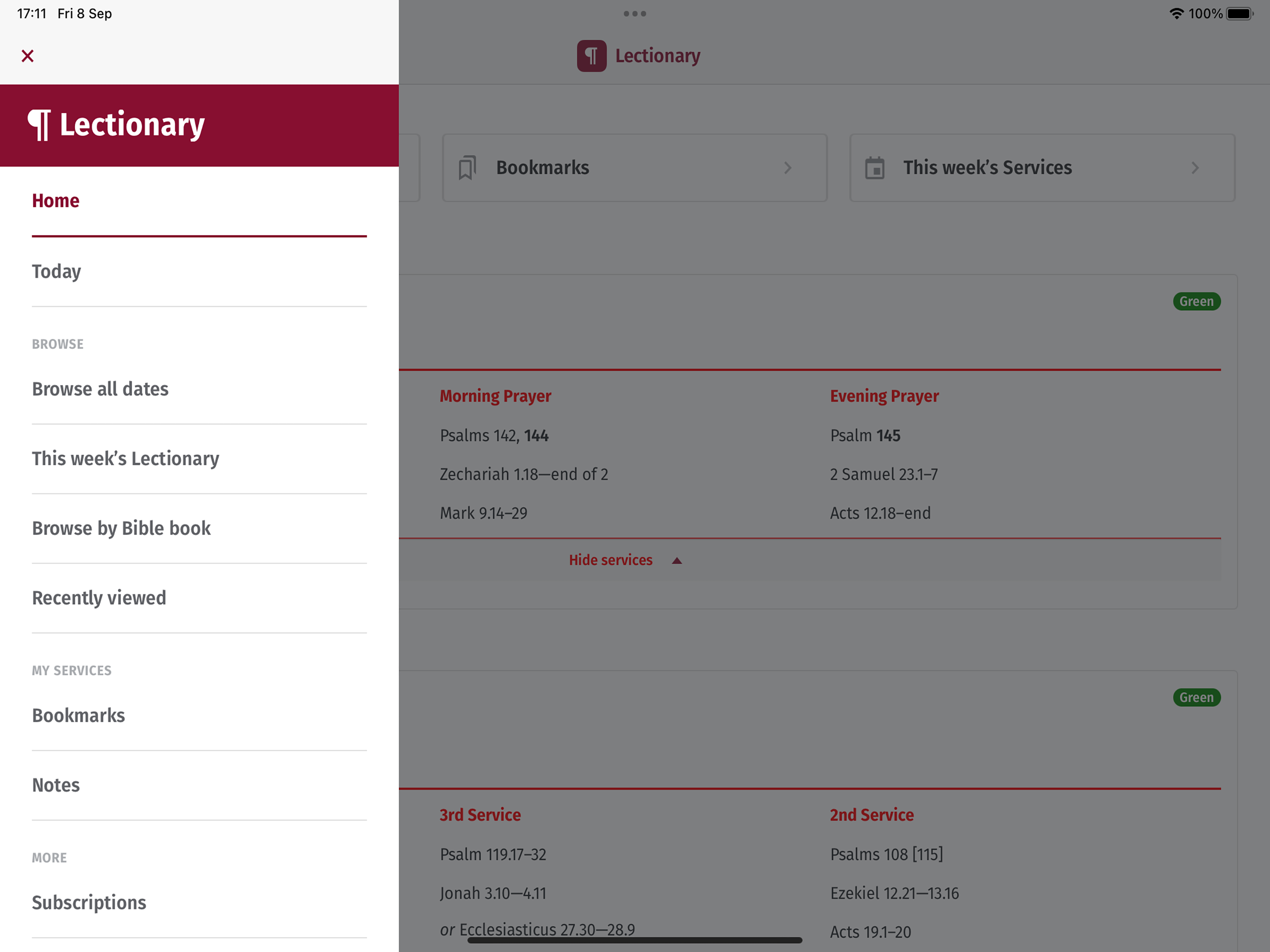 Lectionary screenshot 10
